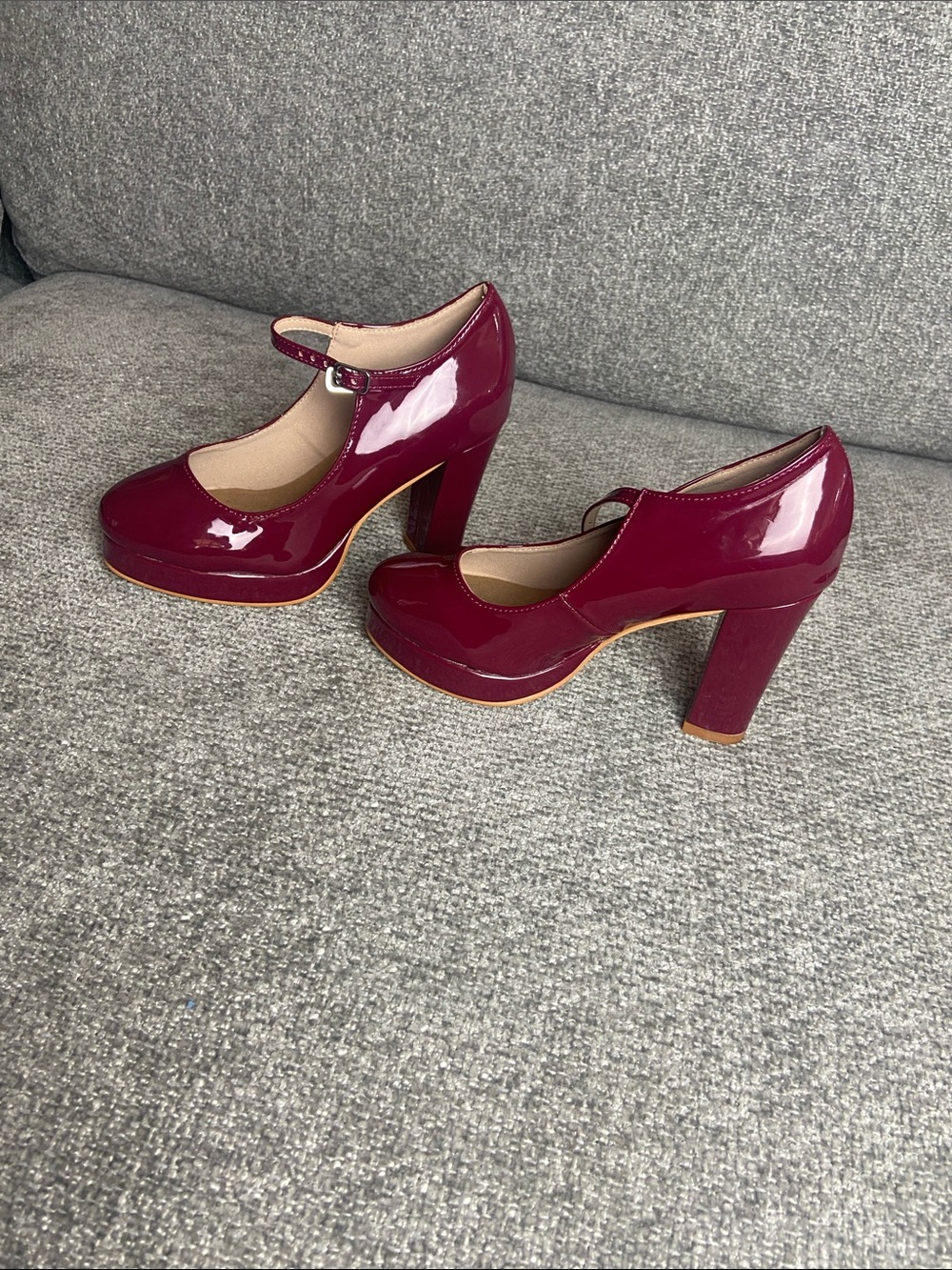 Patent Mary Jane Burju platform  Heels in Burgundy
